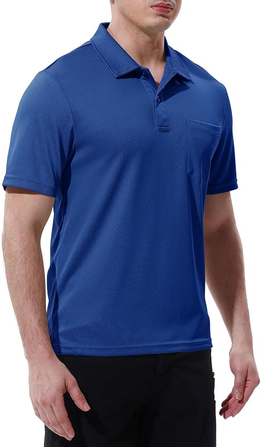 TBMPOY Men's Polo Shirts with Pocket Short Sleeve Quick Dry Casual Sports Outdoor Golf Shirt