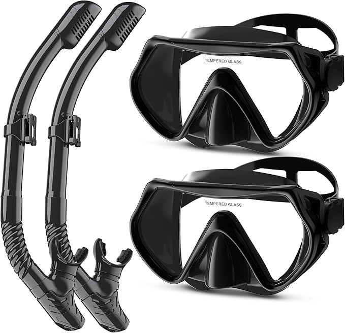 Snorkeling Gear, Dry Snorkel Set180° Panoramic Wide View,Anti-Fog Scuba Diving Mask, Professional Snorkeling Gear for Free Breathing, Swimming, Diving