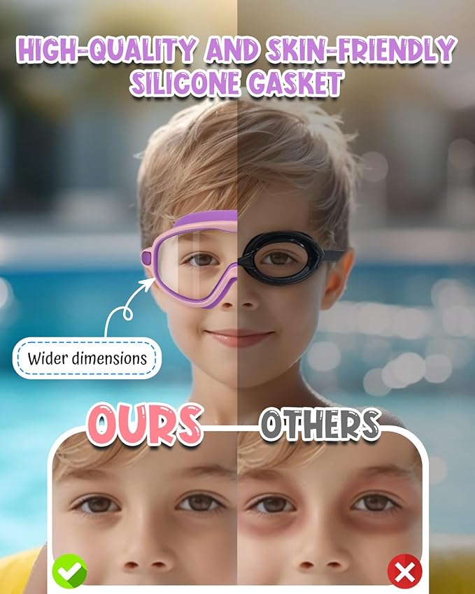 Rantizon Swim Goggles 2 Pack, Wide View Anti Fog&UV Swimming Goggles for Audlt, No Leaking Swim Glasses for Men Women Kids