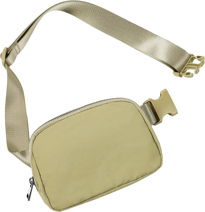 ODODOS Unisex Mini Belt Bag with Adjustable Strap Small Fanny Pack for Workout Running Traveling Hiking, Khaki Green