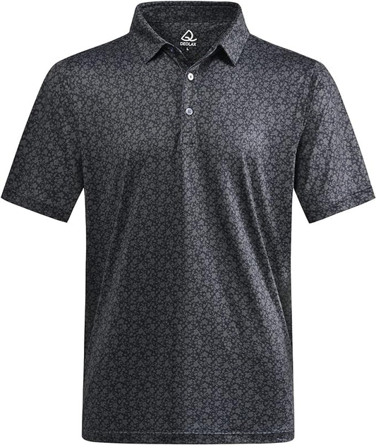 DEOLAX Mens Polo Shirts Fashion Print Mens Golf Shirt Dry Fit Mens Golf Polo Short Sleeve Quick Dry Funny Golf Shirt for Men