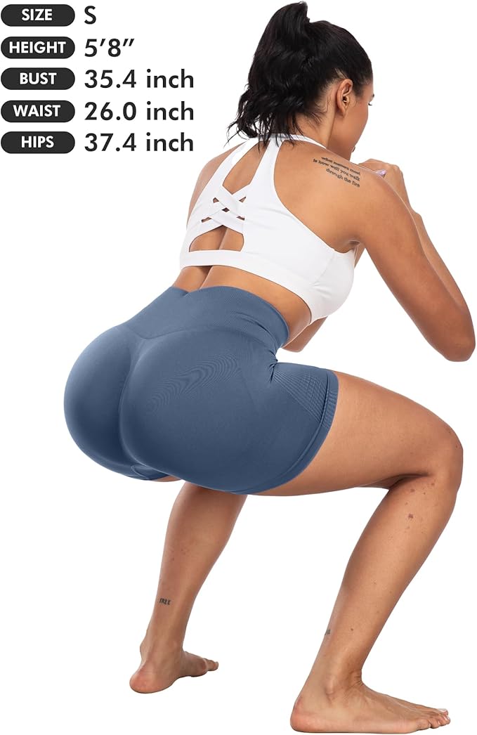 CHRLEISURE Women's 4 Packs Workout Gym Shorts, High Waisted Butt Lifting Scrunch Butt Seamless Booty Shorts