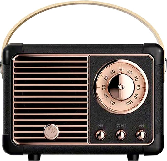 Retro Bluetooth Speaker, Vintage Decor, Small Portable Wireless Speaker,Hands-Free Call,400mA Battery,TF Card,Aux Line, for iOS Android Smartphone Home Office Gift Ideas Black