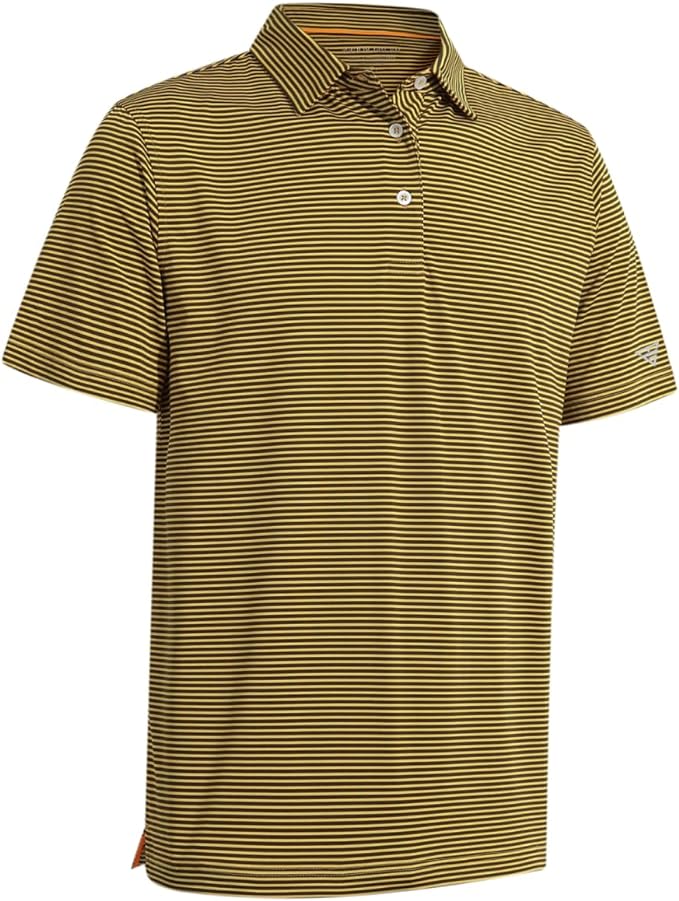 Men's Golf Polo Shirts Short Sleeve Striped Performance Moisture Wicking Dry Fit Golf Shirts for Men