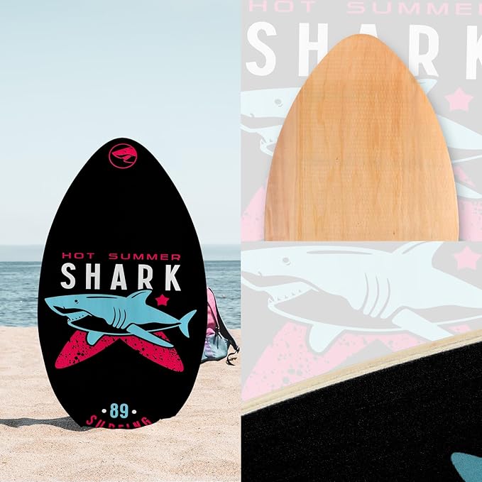 seething 35 Inch Skimboard with High Gloss Coat Wood Skim Board for Beginners,Kids, Teenagers, Adults and All Skimming