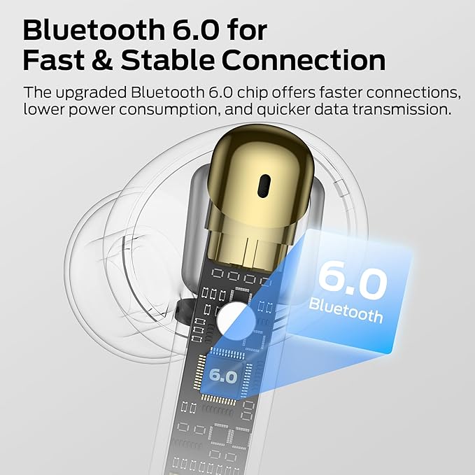 Monster N-Lite 211 Wireless Earbuds， Bluetooth 6.0 Stereo Headphones with Noise-Cancelling Mic and LED Display, Built-in Mic for Clear Calls, Waterproof Design for Sports