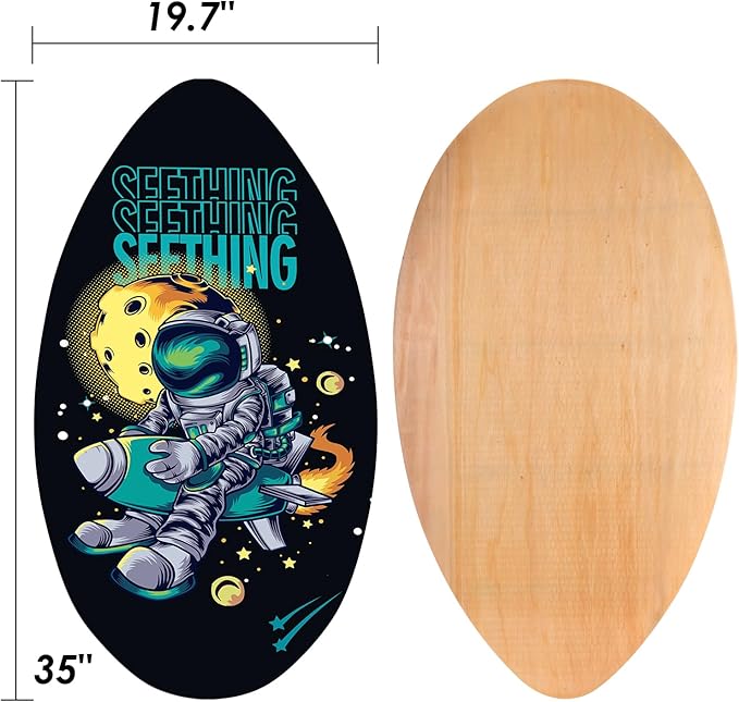 seething 35 Inch Skimboard with High Gloss Coat Wood Skim Board for Beginners,Kids, Teenagers, Adults and All Skimming