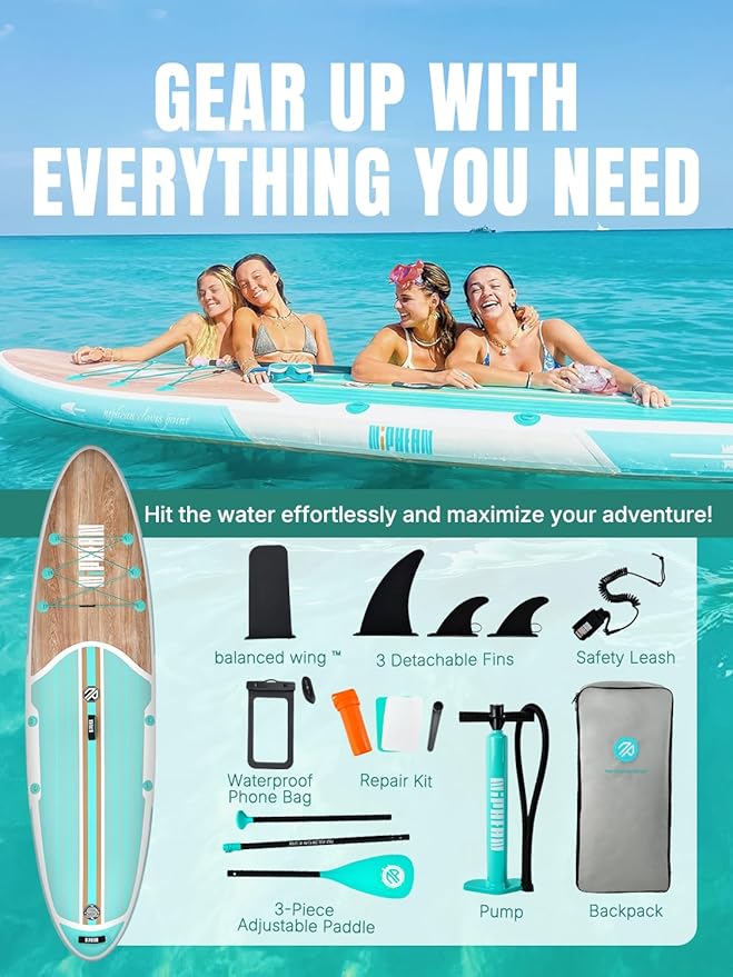 Niphean Inflatable Stand Up Paddle Board with SUP Accessories, Anti-Slip EVA Deck, 10’6’’ Inflatable Paddle Boards for Adults & Youth of All Skill Levels
