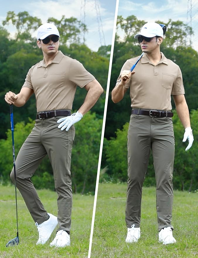 TBMPOY Men's Polo Shirts with Pocket Short Sleeve Quick Dry Casual Sports Outdoor Golf Shirt