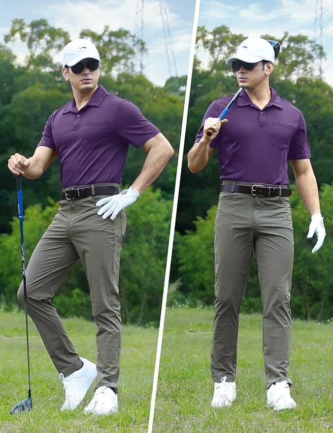 TBMPOY Men's Polo Shirts with Pocket Short Sleeve Quick Dry Casual Sports Outdoor Golf Shirt