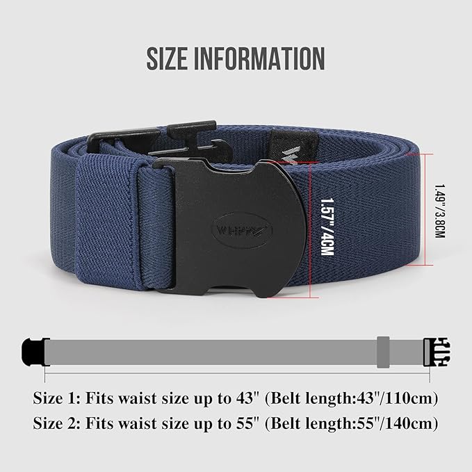 WHIPPY Mens Elastic Stretch Belt Unisex Adventure Web Belt for Women Men with Non-Metal Buckle Adjustable Belts