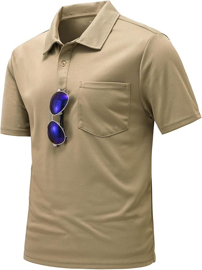 TBMPOY Men's Polo Shirts with Pocket Short Sleeve Quick Dry Casual Sports Outdoor Golf Shirt