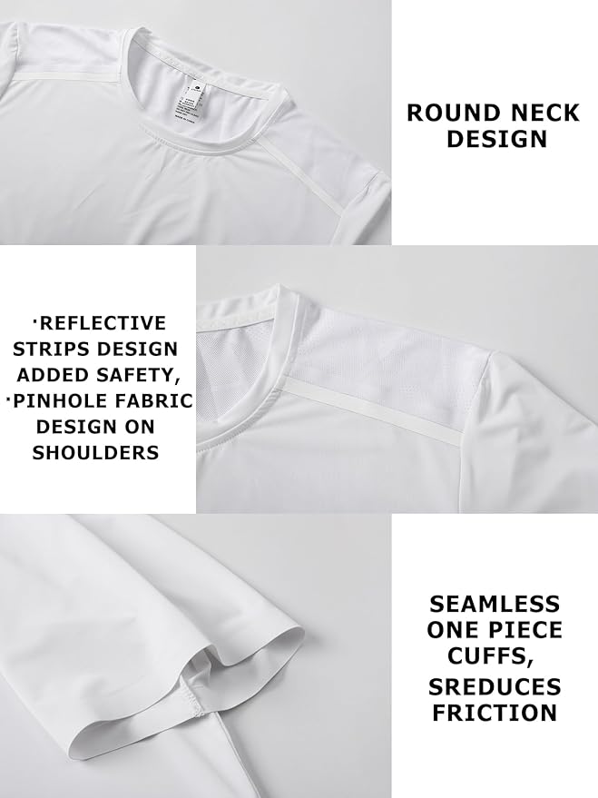 Mens Seamless Workout T-Shirts Lightweight Moisture Wicking Running Hiking Camping Tennis Pickleball Shirts for Men