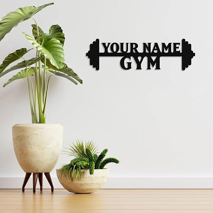 Personalized Home Gym LED Tin Metal Sign Multiple Sizes, Gym Wall Decor, Exercise Workout Room Decor Fitness Center, Motivational Inspirational Hanging Art Plaque (02 W/o Lights)