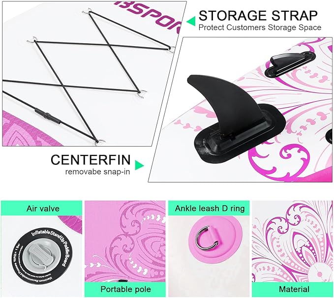 FBSPORT 11' Premium Stand Up Paddle Board, Yoga Board with Durable SUP Accessories & Carry Bag | Wide Stance, Surf Control, Non-Slip Deck, Leash, Paddle and Pump for Youth & Adult