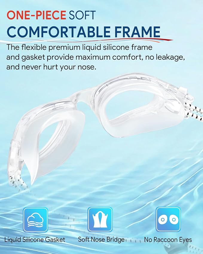 Swim Goggles, Polarized Adult Swimming Goggles Bungee Strap No Hair Pulling Anti-fog Pool Goggles for Men Women