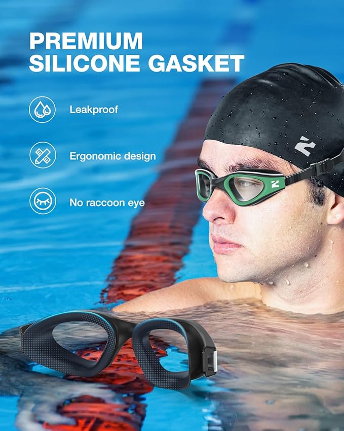ZIONOR G1 Lite Swim Goggles with Swim Cap Comfortable Anti-fog Swimming Goggles Cap Set for Adult Men Women
