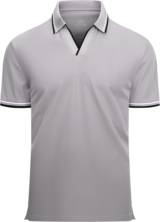 Esabel.C Jacquard Golf Shirts for Men Moisture Wicking Short Sleeve Performance Dry Fit Active Mens Polo Shirts
