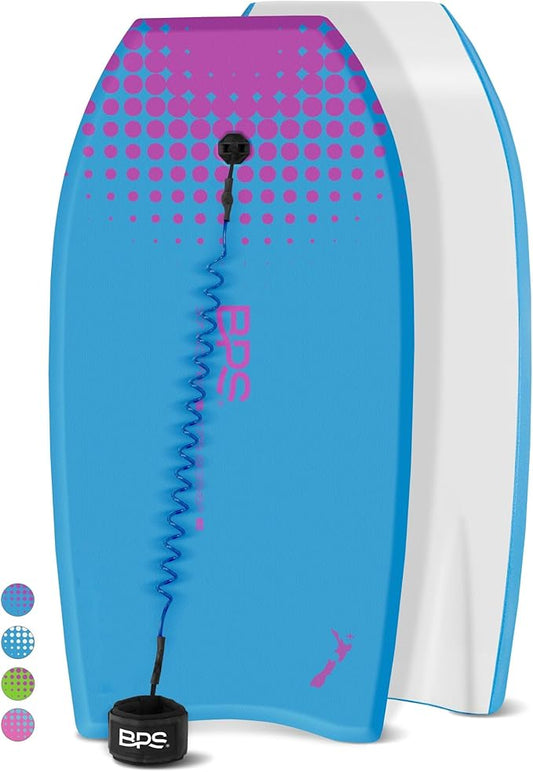 BPS 'Storm' Bodyboard with Premium Coiled Leash - Lightweight with EPS Core, Durable for All Wave Conditions
