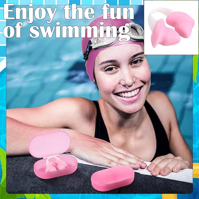 Soulchen 2 Pcs Swimming Nose Plugs Silicone Waterproof Painless Swim Nose Clip with Storage Box for Adults Kids Men Women Beginners
