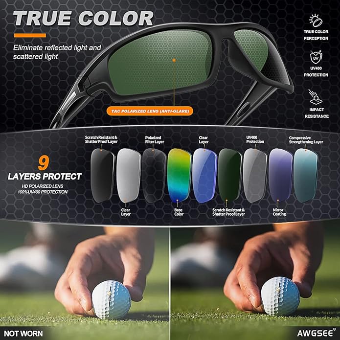 Polarized Sports Sunglasses for Men 100% UV Protection Wrap Around Unbreakable Sun Glasses for Fishing Driving