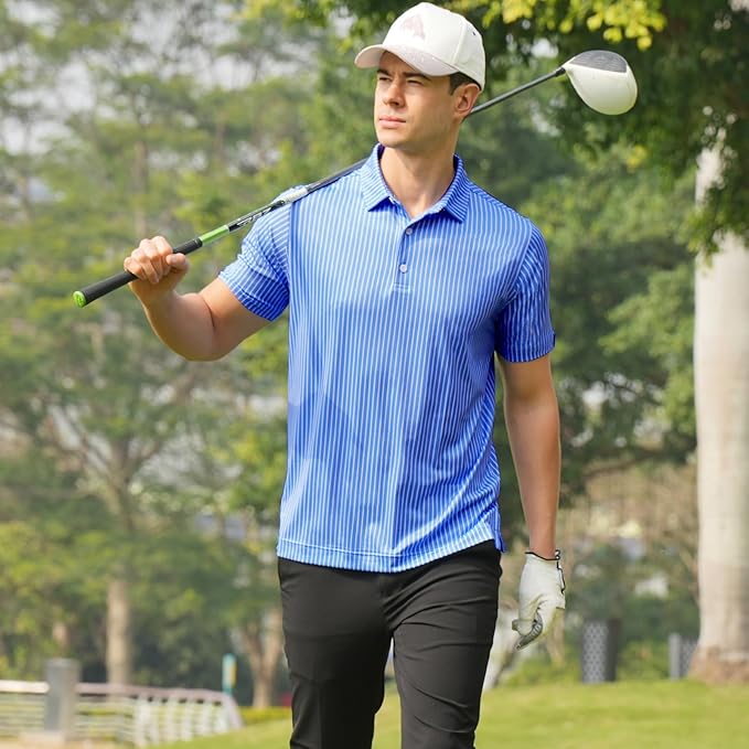 DEOLAX Mens Polo Shirts Fashion Print Mens Golf Shirt Dry Fit Mens Golf Polo Short Sleeve Quick Dry Funny Golf Shirt for Men