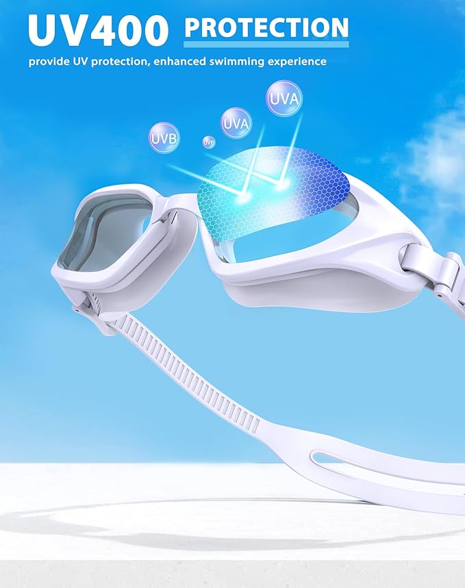 Swim Goggles, Unisex Adult Swimming Goggles Anti Fog Anti UV No Leakage Wide View for Men Women Youth