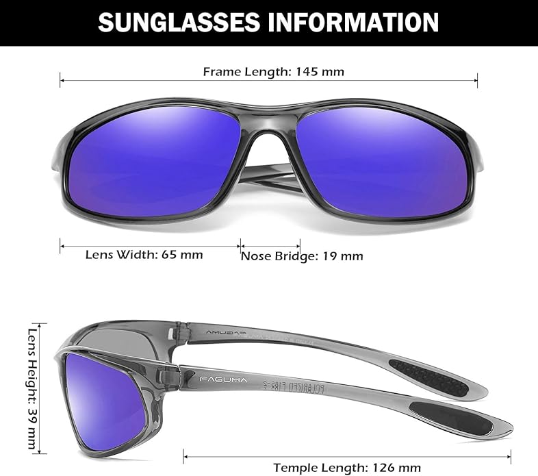 FAGUMA Polarized Sports Sunglasses For Men Cycling Driving Fishing UV400 Protection