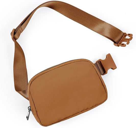 ODODOS Unisex Mini Belt Bag with Adjustable Strap Small Fanny Pack for Workout Running Traveling Hiking, Sugar Almond