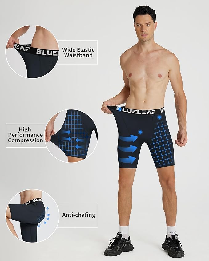 Blueleaf Men's Compression Shorts Sports Running Spandex Shorts Performance Athletic Workout Base Layer Underwear