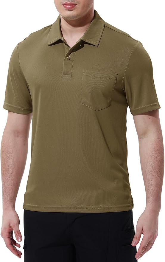 TBMPOY Men's Polo Shirts with Pocket Short Sleeve Quick Dry Casual Sports Outdoor Golf Shirt