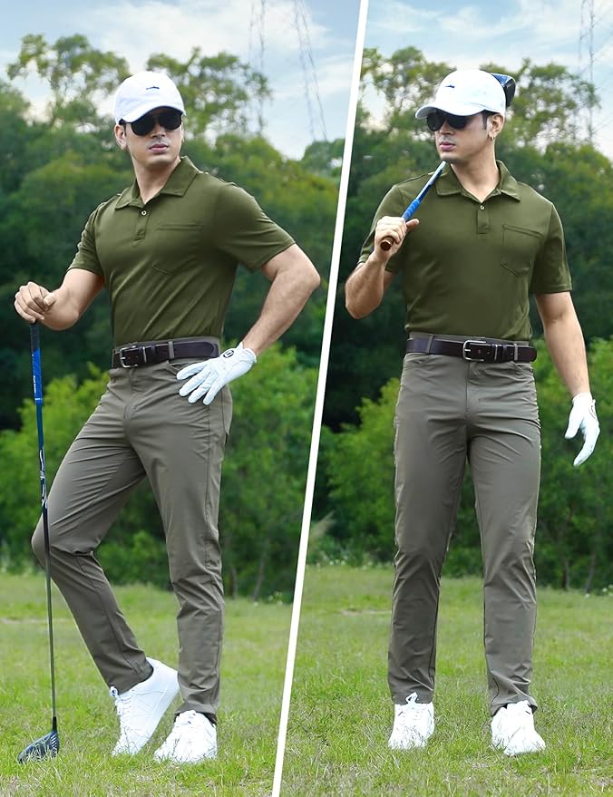 TBMPOY Men's Polo Shirts with Pocket Short Sleeve Quick Dry Casual Sports Outdoor Golf Shirt