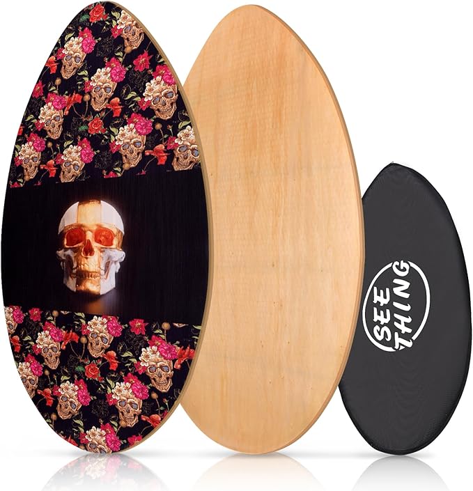 seething 35 Inch Skimboard with High Gloss Coat Wood Skim Board for Beginners,Kids, Teenagers, Adults and All Skimming