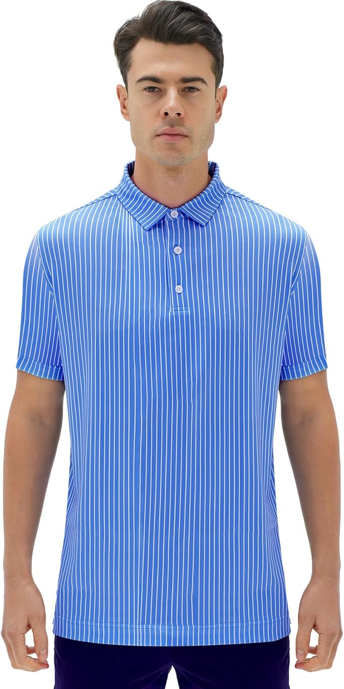 DEOLAX Mens Polo Shirts Fashion Print Mens Golf Shirt Dry Fit Mens Golf Polo Short Sleeve Quick Dry Funny Golf Shirt for Men