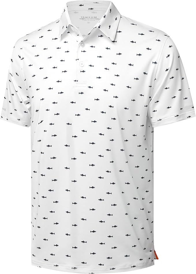 Golf Shirts for Men - Moisture Wicking Short Sleeve Performance Sport Casual Striped Collared Mens Polo Shirt