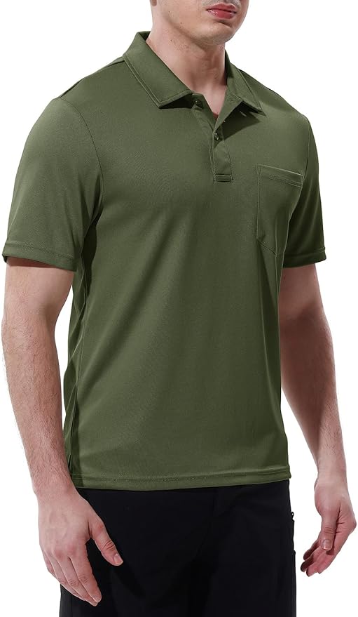 TBMPOY Men's Polo Shirts with Pocket Short Sleeve Quick Dry Casual Sports Outdoor Golf Shirt