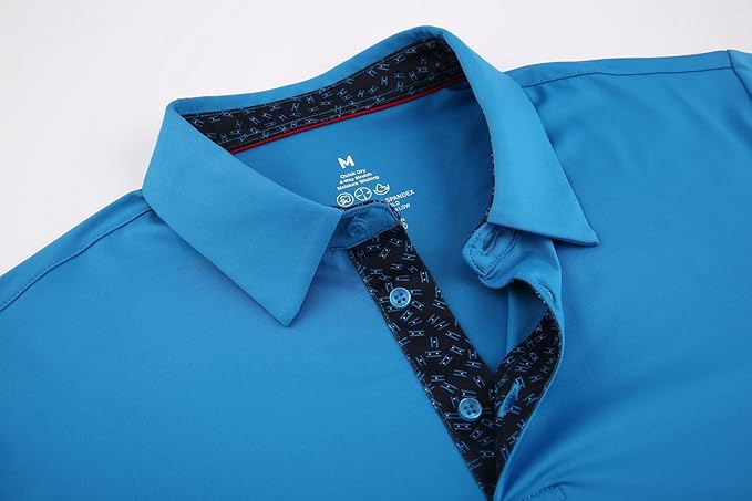 Alex Vando Mens Golf Shirt Moisture Wicking Quick-Dry Solid Short Sleeve Polo Shirts for Men