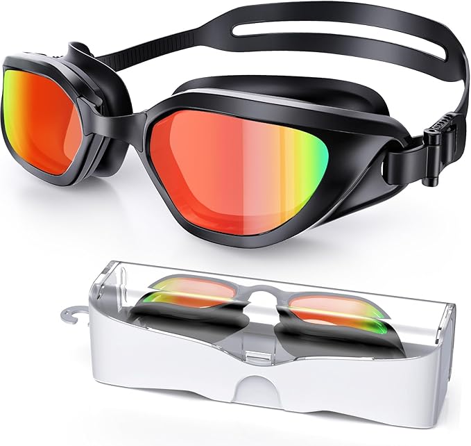 Swim Goggles, Unisex Adult Swimming Goggles Anti Fog Anti UV No Leakage Wide View for Men Women Youth