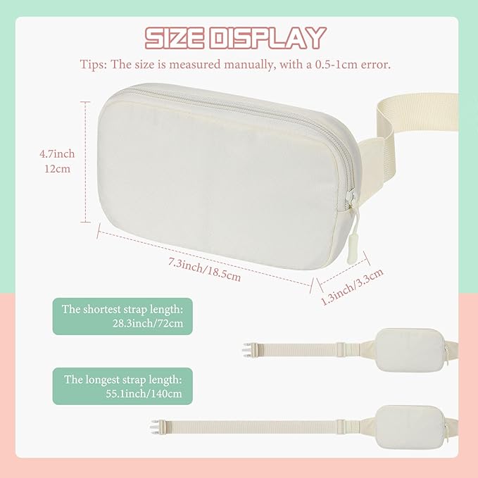 MoKo Fanny Packs for Women Men, Fashion Running Waist Packs, Crossbody Mini Bag Fanny Pack Belt Bag with Adjustable Strap for Running Outdoors Workout Travel Hiking Cycling