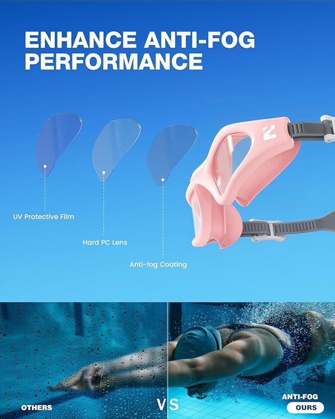 ZIONOR G1 Lite Swim Goggles with Swim Cap Comfortable Anti-fog Swimming Goggles Cap Set for Adult Men Women