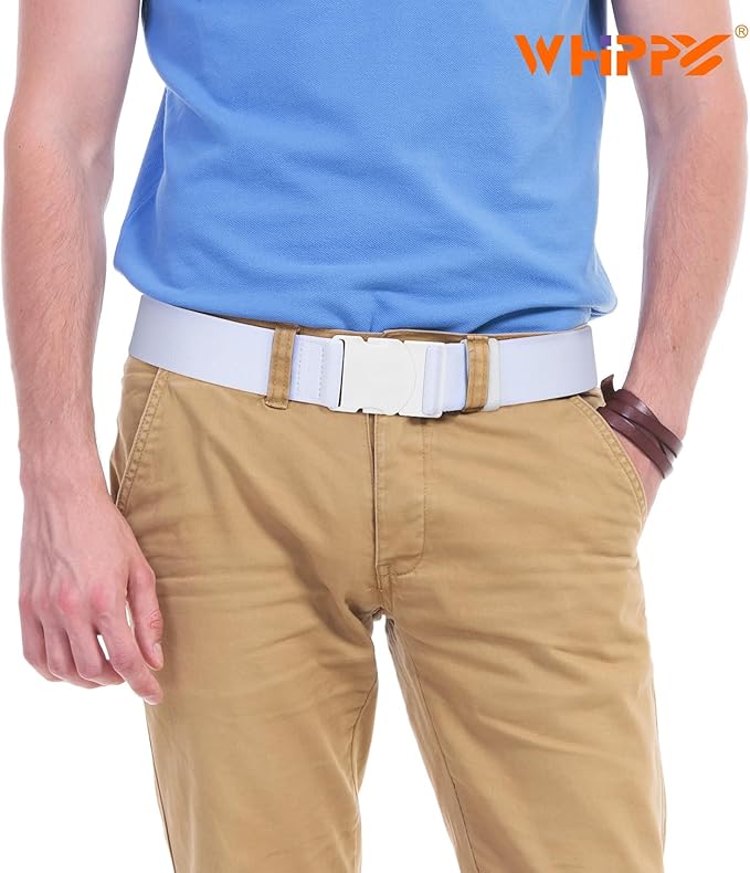WHIPPY Mens Elastic Stretch Belt Unisex Adventure Web Belt for Women Men with Non-Metal Buckle Adjustable Belts