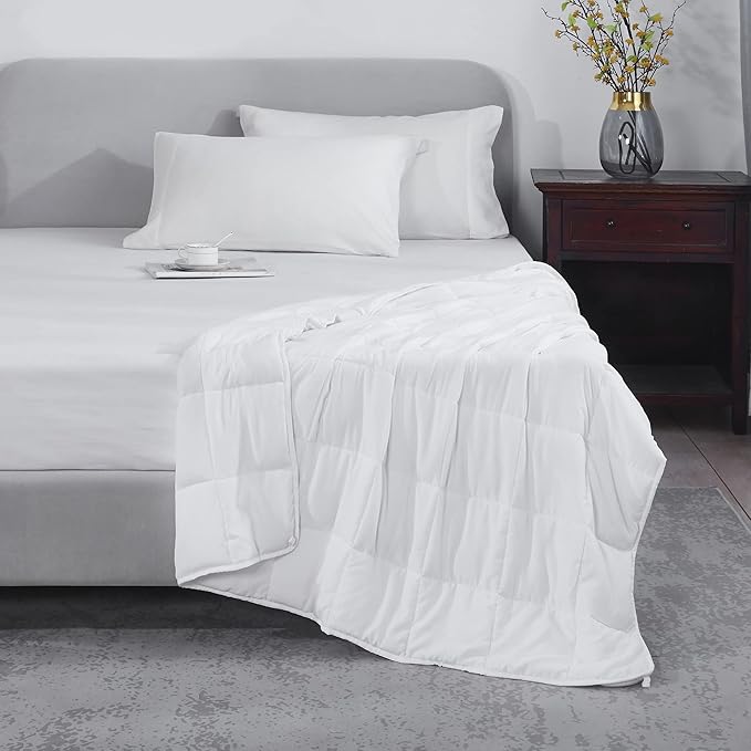 L'AGRATY Weighted Blanket - 48"x72" 15lbs Cooling Breathable Heavy Blanket Microfiber Material with Glass Beads Big Blanket for Adult All-Season Summer Fall Winter Soft Thick Comfort Blanket