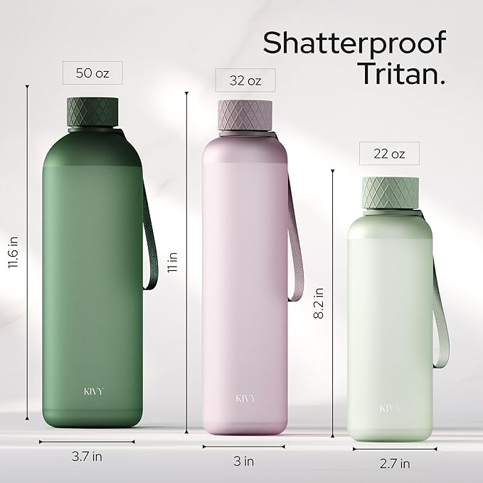 KIVY Clear water bottle 32oz [Lightweight & Shatterproof] Fits Backpack & Cupholder for Travel, Sports, School, Gym - Cute water bottle aesthetic - Cherry Edition