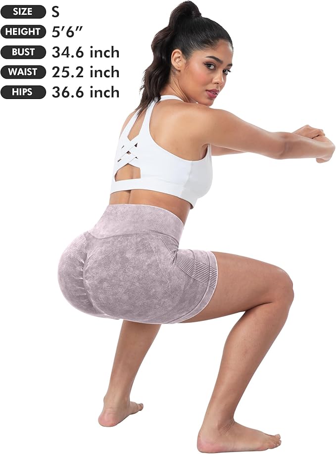 CHRLEISURE Women's 4 Packs Workout Gym Shorts, High Waisted Butt Lifting Scrunch Butt Seamless Booty Shorts