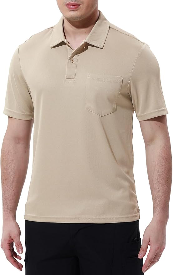 TBMPOY Men's Polo Shirts with Pocket Short Sleeve Quick Dry Casual Sports Outdoor Golf Shirt