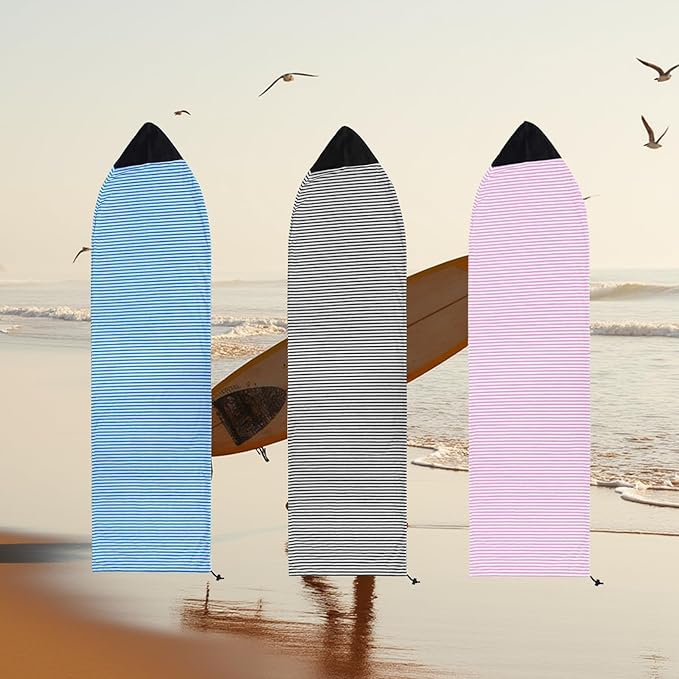 Surf Sock, Surfboard Sock Cover for Longboard Paddleboard Surf Board Sup Paddle Board, 6-8 FT Foot Quick Dry Stretch Surfboard Bag Sleeve with Drawstring Closure