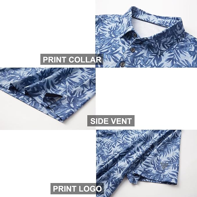 Men's Golf Polo Shirts Short Sleeve Striped Performance Moisture Wicking Dry Fit Golf Shirts for Men