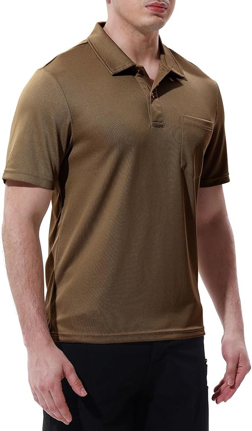 TBMPOY Men's Polo Shirts with Pocket Short Sleeve Quick Dry Casual Sports Outdoor Golf Shirt