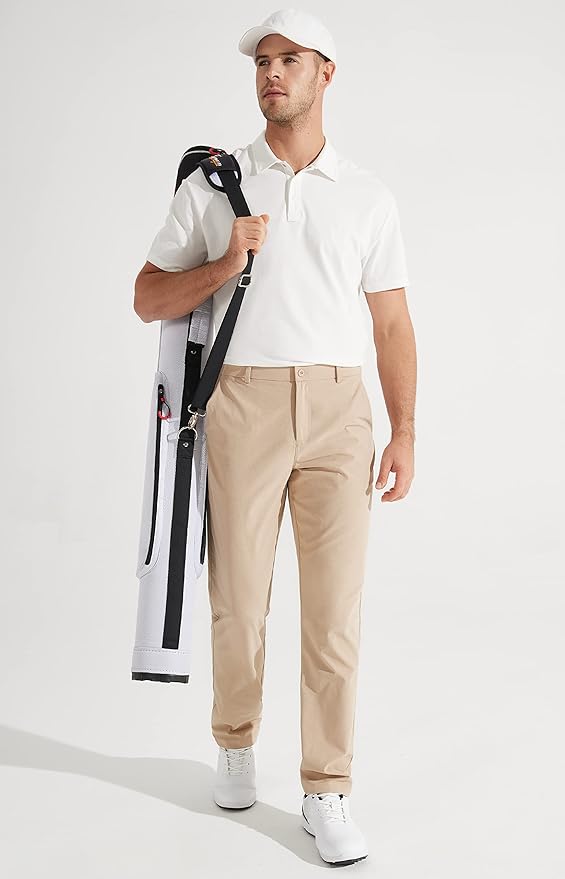 Libin Mens Golf Pants Stretch Work Dress Pants 30"/32"/34" Quick Dry Lightweight Casual Comfy Trousers with Pockets