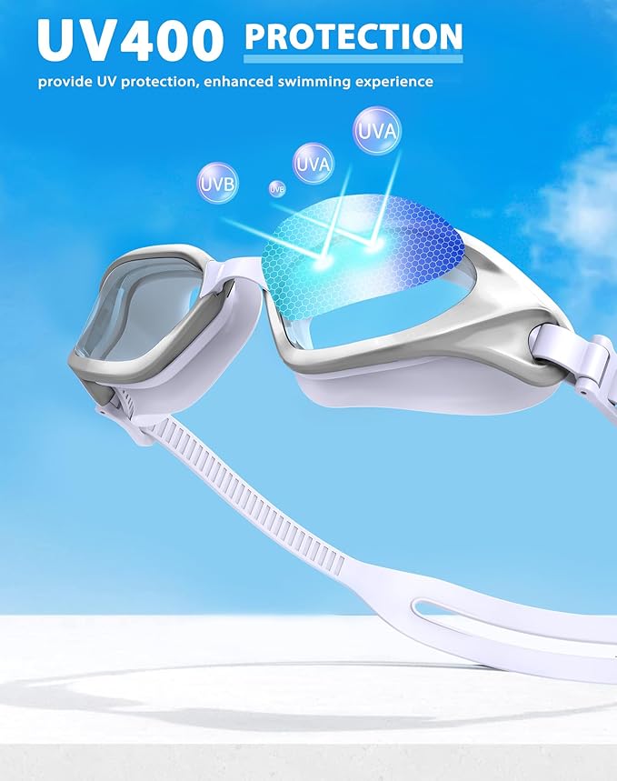 Swim Goggles, Unisex Adult Swimming Goggles Anti Fog Anti UV No Leakage Wide View for Men Women Youth